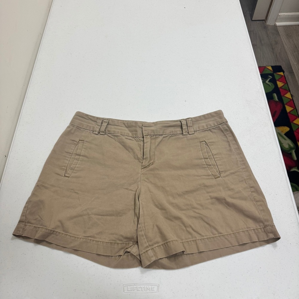 Ann Taylor LOFT Womens Khaki Tan Chino Shorts‎ Size 10 Mid Rise Cotton Blend